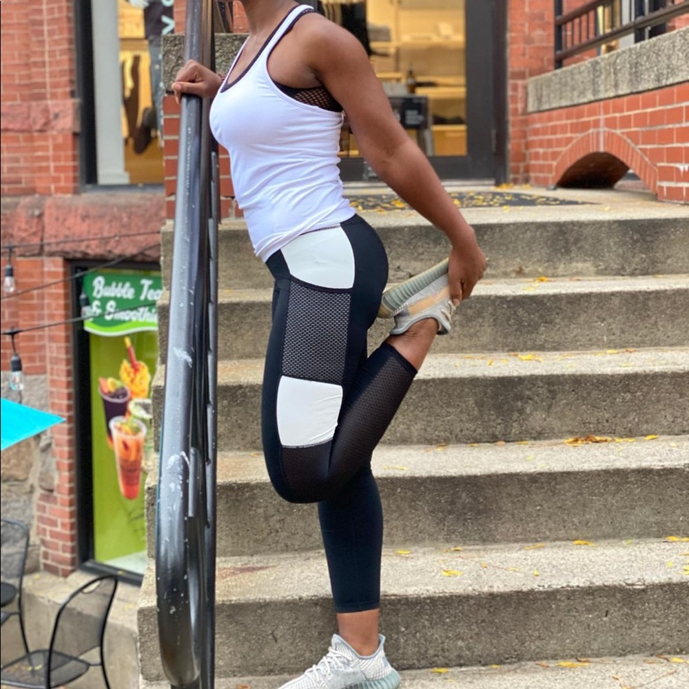 High Rise Mesh Color Block Full Leggings - Picture 7 of 7